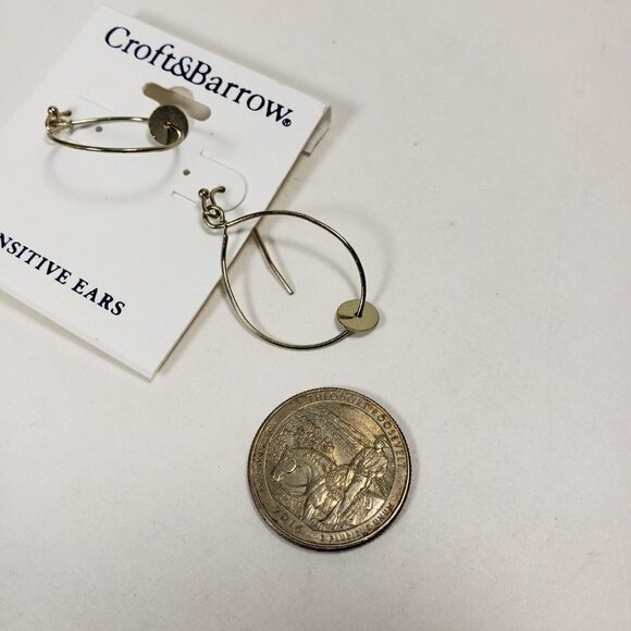 Croft and Barrow Gold tone Hoop Design Drop Earrings - Women's Fashion Jewelry - Picture 5 of 5